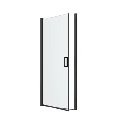 GoodHome Porte de douche pivotante l.90 x H.195 cm, verre transparent, profilés alu noir, Ledava