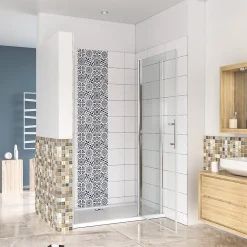 AICA Sanitaire Porte de douche pivotante en 6mm verre securit anticalcaire porte de douche 106cm avec 1 élément fixe Hauteur 187cm