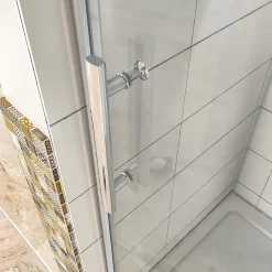 AICA Sanitaire Porte de douche pivotante en 6mm verre securit anticalcaire porte de douche 106cm avec 1 élément fixe Hauteur 187cm