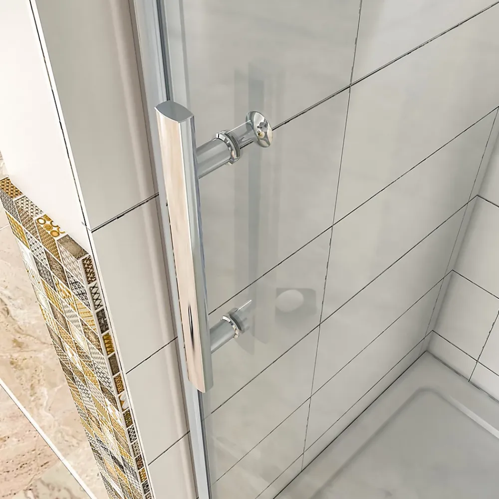 AICA Sanitaire Porte de douche pivotante en 6mm verre securit anticalcaire porte de douche 106cm avec 1 élément fixe Hauteur 187cm