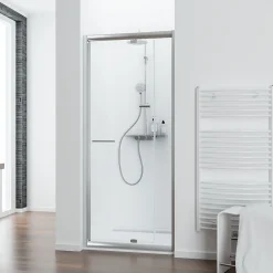 Porte De Douche|Schulte Porte de douche pivotante largeur extensible de 89 à 101cm, H. 185 cm, verre transparent, profilé chromé, Impériale