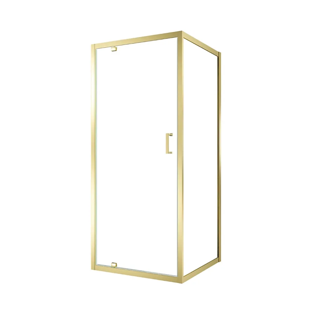 Paroi De Douche|Galedo Porte de douche pivotante et paroi fixe l.90 x 90 x H.200 cm profilés doré brossé, Factory