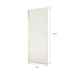 Porte De Douche|Aurlane Porte de Douche Pivotante 70x180 cm en Verre Trempe 5 mm - Finition Or Brosse - GOLD ELEMENTARY