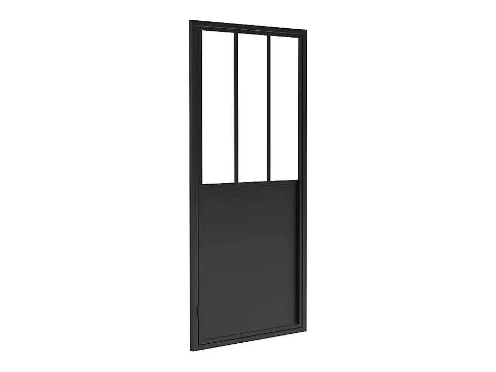 Porte De Douche|Vente-unique Porte de douche pivotante noir mat style atelier - 80 x 195 cm - URBANIK