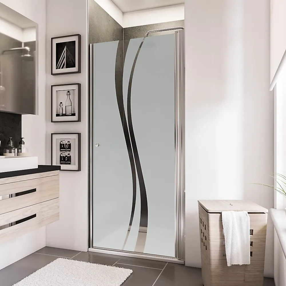 Porte De Douche|Schulte Porte de douche pivotante l.90 x H.192 cm, verre transparent anticalcaire, décor Liane, profilé chromé, NewStyle