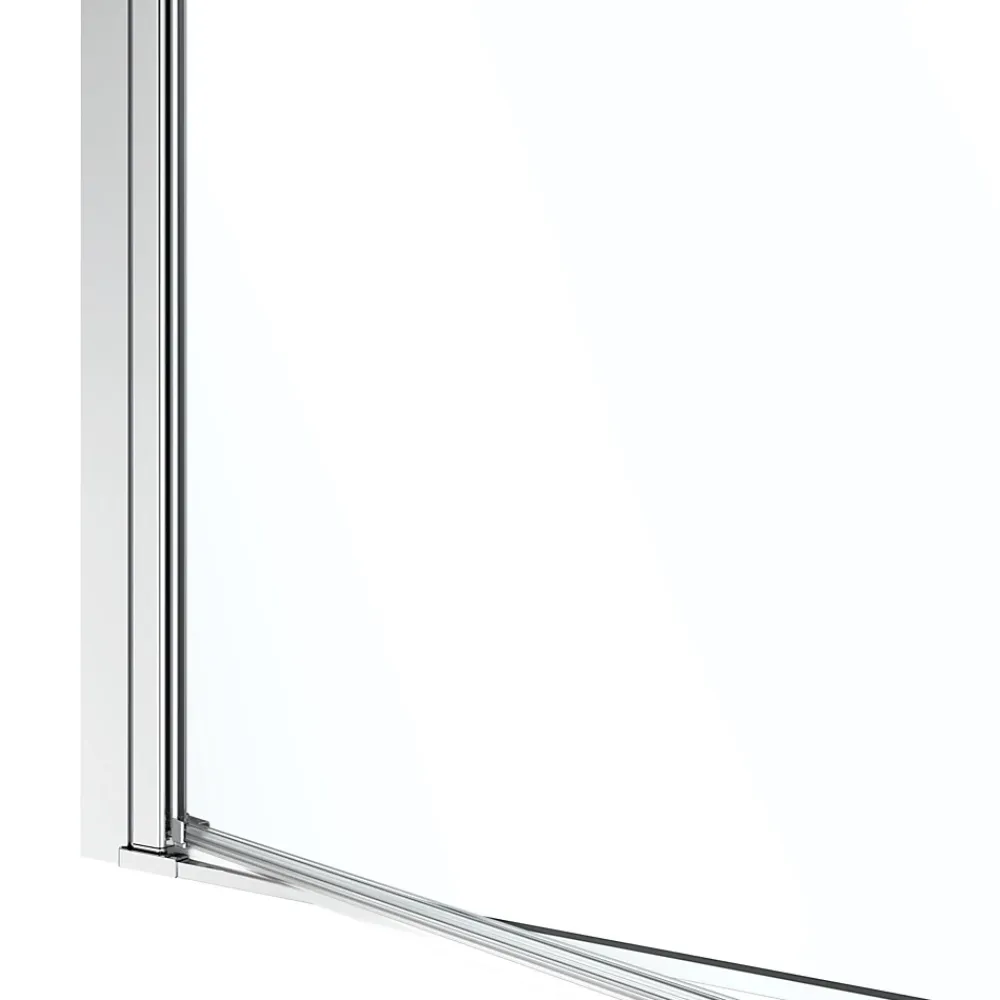 GoodHome Porte de douche pivotante l.80 x H.195 cm, bandes miroir, profilés alu chrome, Ledava