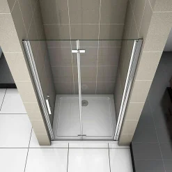Porte De Douche|AICA Sanitaire Porte De Douche Pivotante Et Pliante 80cm Verre Trempé Anticalcaire Hauteur 185cm