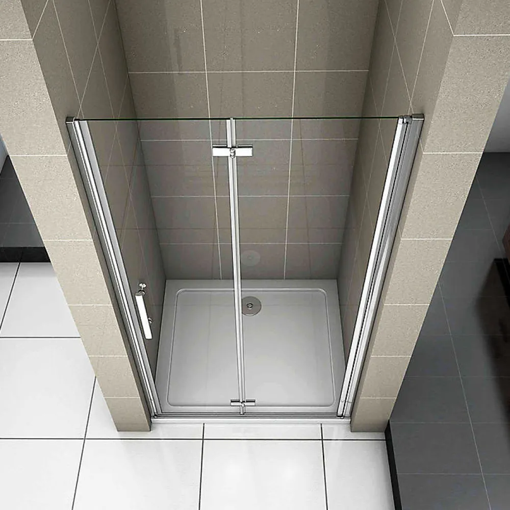 Porte De Douche|AICA Sanitaire Porte De Douche Pivotante Et Pliante 80cm Verre Trempé Anticalcaire Hauteur 185cm