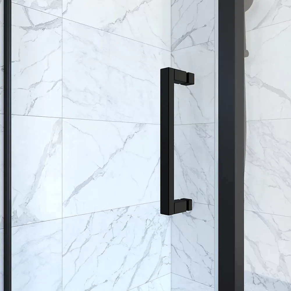 Aurlane Porte de douche Pivotante et retour 80x80x200 - Profilés noir mat - CRUSH PIVOTANTE