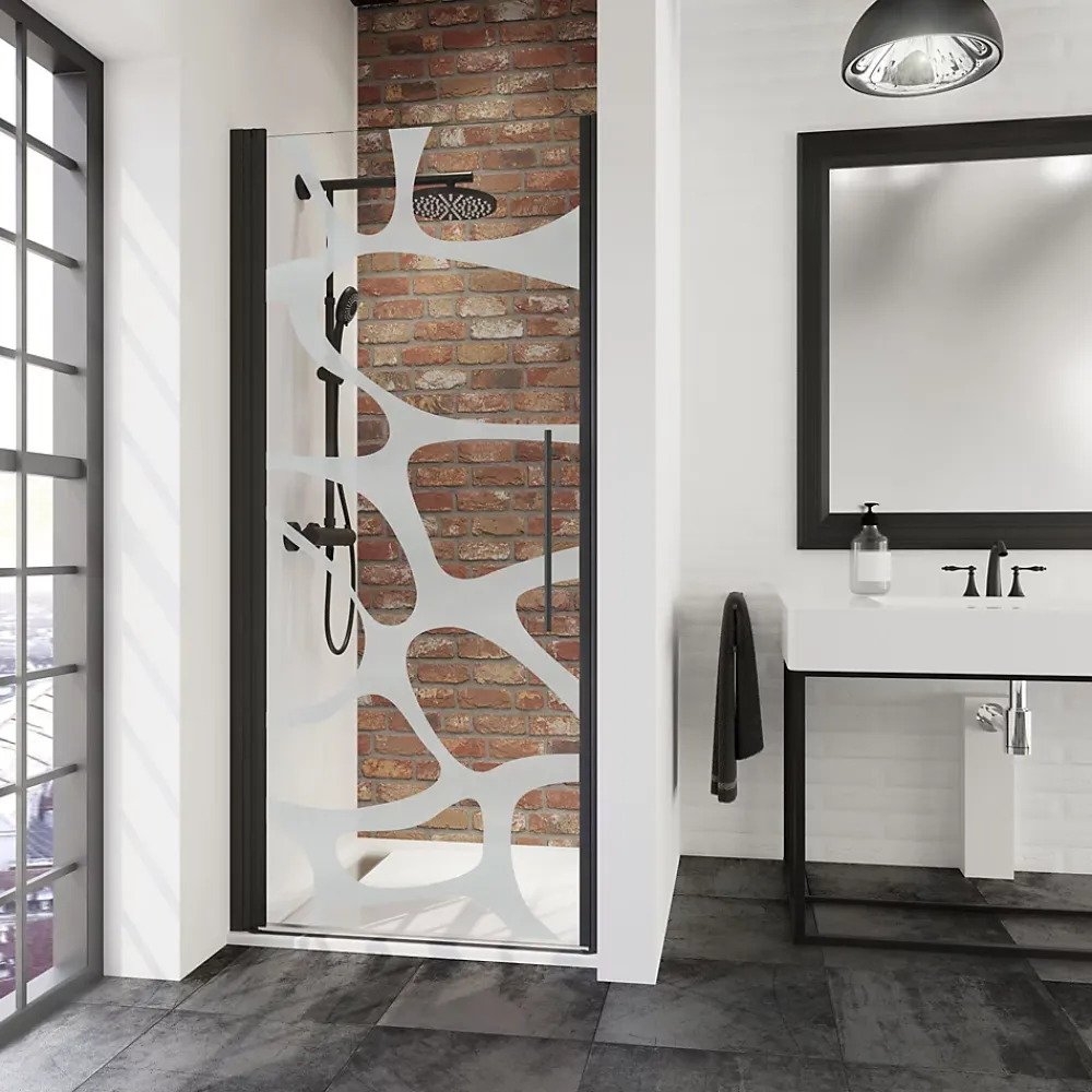 Schulte Porte de douche pivotante l.90 x H.192 cm, verre transparent, profilé noir, Zoé