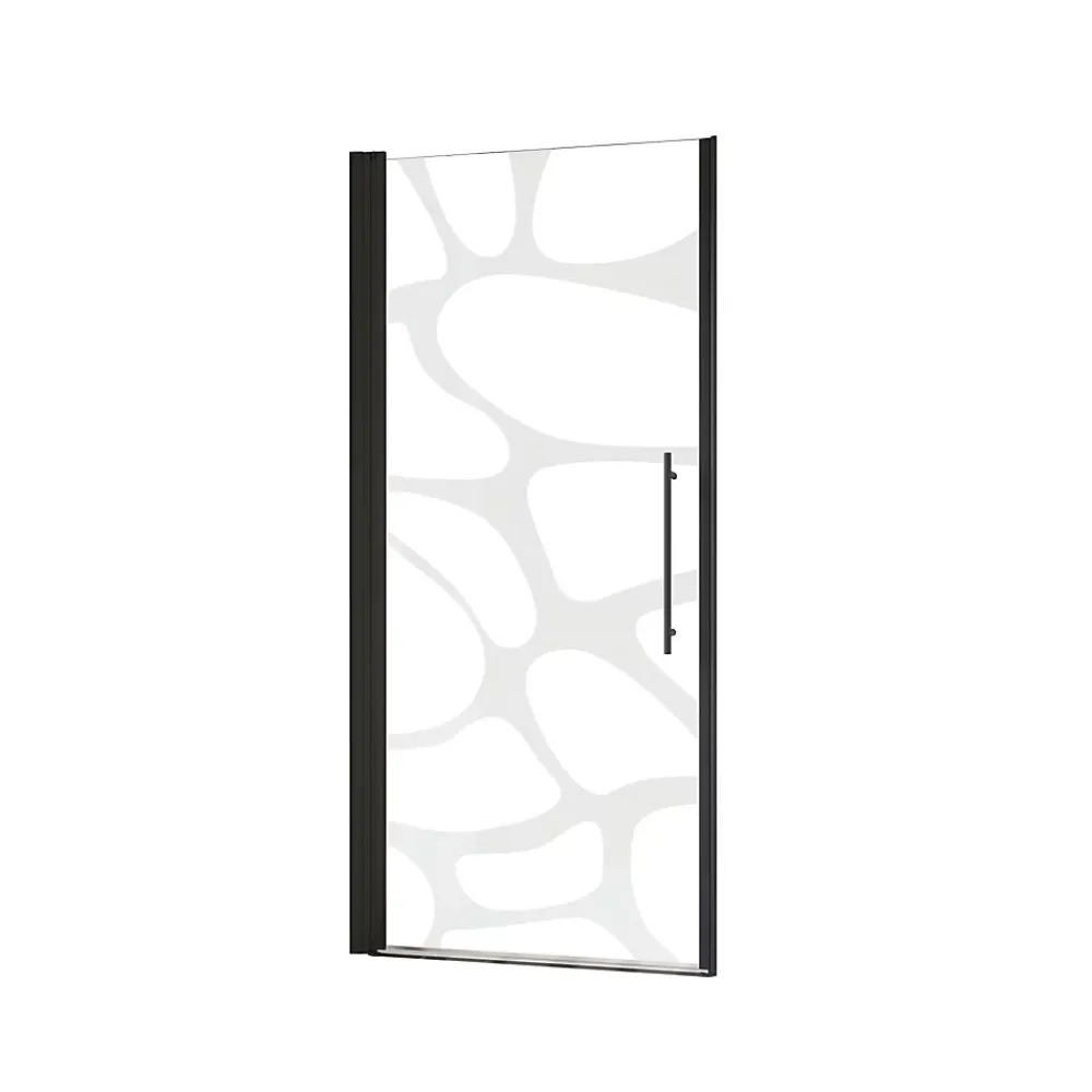 Schulte Porte de douche pivotante l.90 x H.192 cm, verre transparent, profilé noir, Zoé