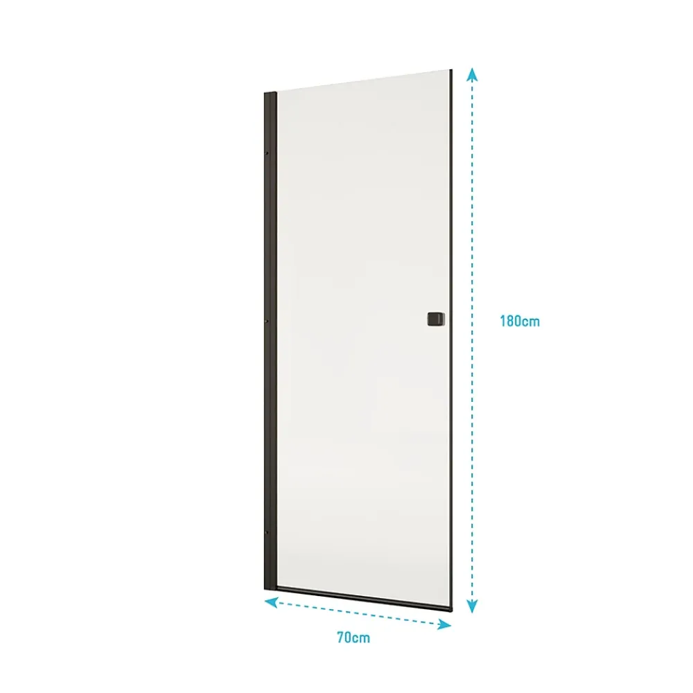 Porte De Douche|Aurlane Porte de Douche Pivotante 70x180 cm en Verre Trempe 5 mm - Finition Noire - DARK ELEMENTARY