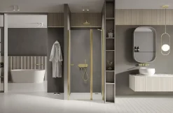 Otitec Porte de douche pivotante 90 cm doré CUBA GOLD