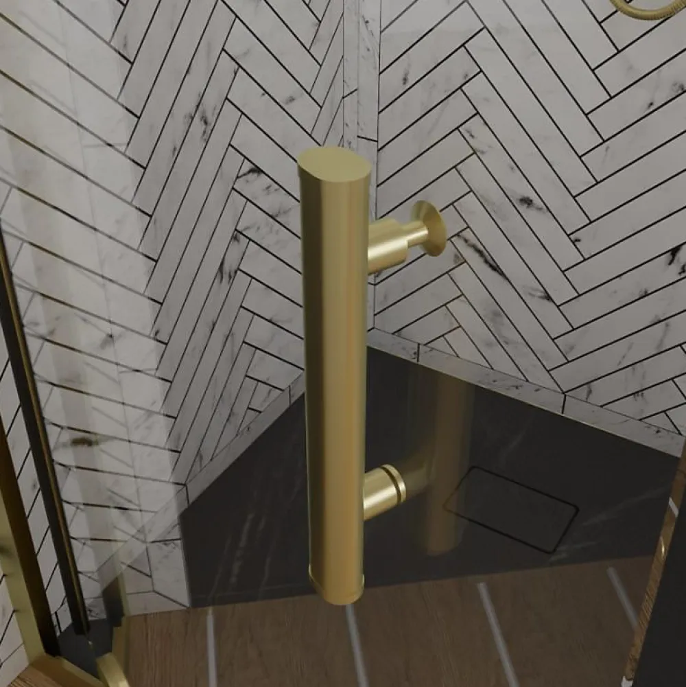 Cuisibane Porte de douche pivotante 90 cm cadre doré GOLDY