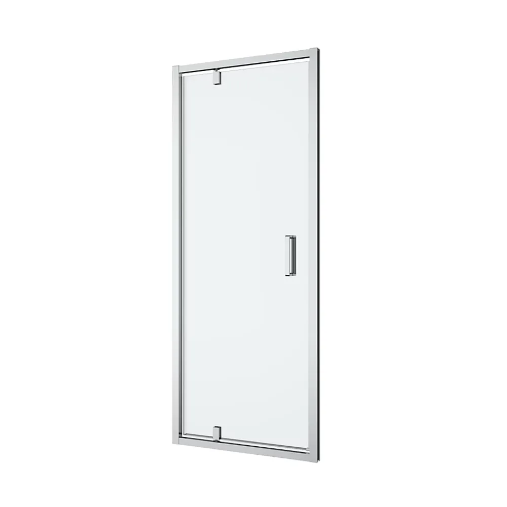 Porte De Douche|GoodHome Porte de douche pivotante axe excentré l.80 cm x H.195 cm, verre transparent, profilés alu chrome, Ledava
