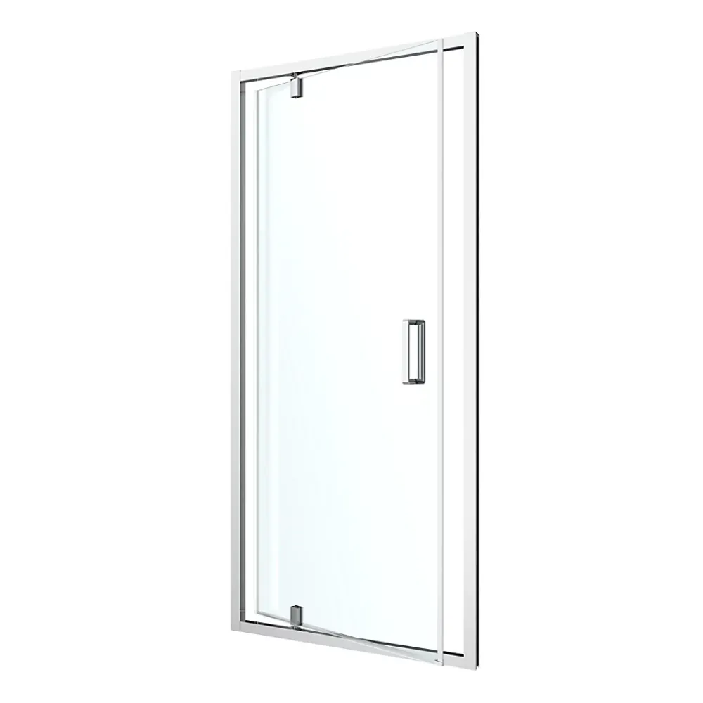 Porte De Douche|GoodHome Porte de douche pivotante axe excentré l.80 cm x H.195 cm, verre transparent, profilés alu chrome, Ledava