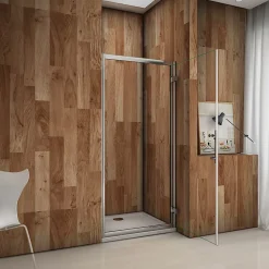 Porte De Douche|AICA Sanitaire Porte de douche pivotante 100cm en 6mm verre trempé clair Porte de douche Hauteur 185cm, poignée inox, grandes charnières