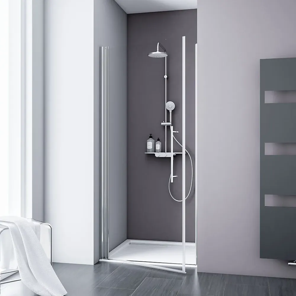Schulte Porte de douche pivotante l.70 x H.192 cm, verre transparent anticalcaire, profilé chromé, NewStyle