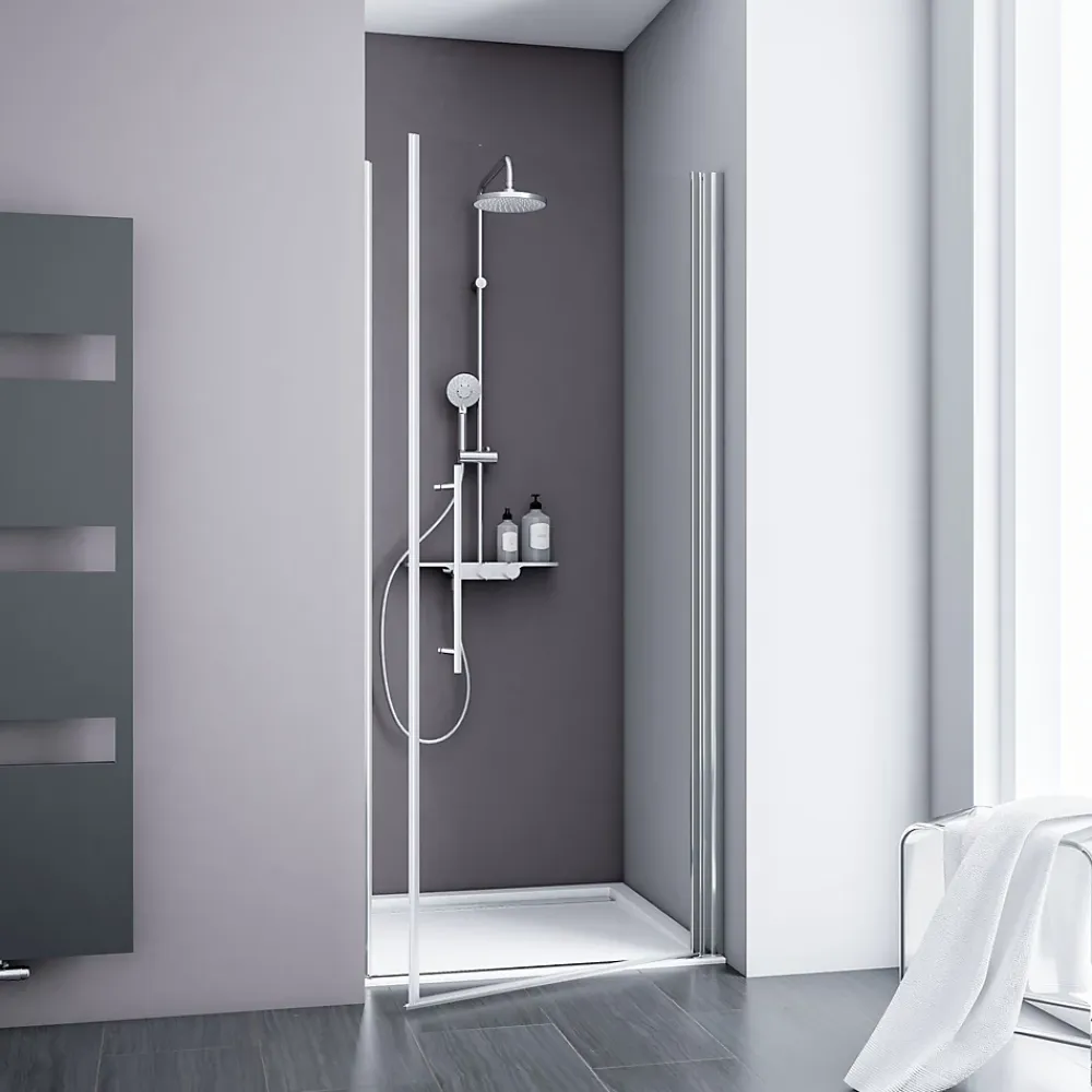 Schulte Porte de douche pivotante l.70 x H.192 cm, verre transparent anticalcaire, profilé chromé, NewStyle