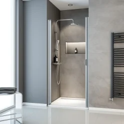 Schulte Porte de douche pivotante l.80 x H.180 cm, verre transparent, profilé blanc, Sunny I