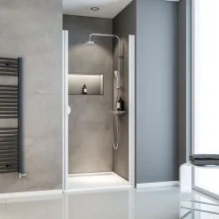 Schulte Porte de douche pivotante l.80 x H.180 cm, verre transparent, profilé alu-argenté, Sunny I