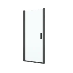 GoodHome Porte de douche pivotante l.80 x H.195 cm, verre transparent, profilés alu noir, Ledava