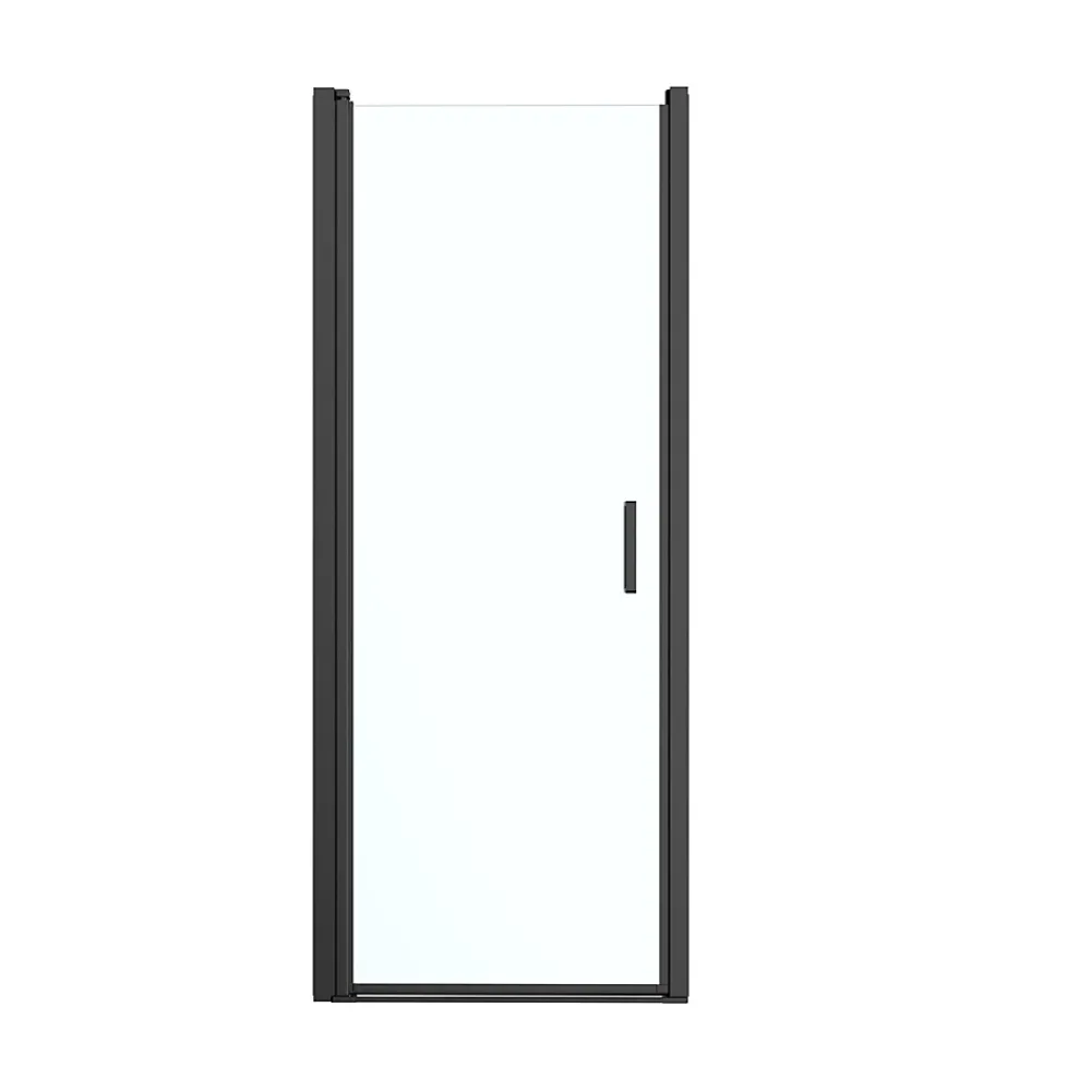 GoodHome Porte de douche pivotante l.80 x H.195 cm, verre transparent, profilés alu noir, Ledava