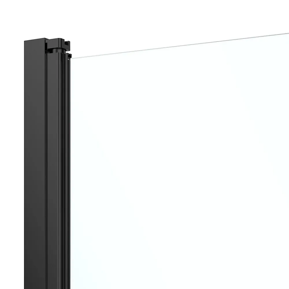 GoodHome Porte de douche pivotante l.80 x H.195 cm, verre transparent, profilés alu noir, Ledava