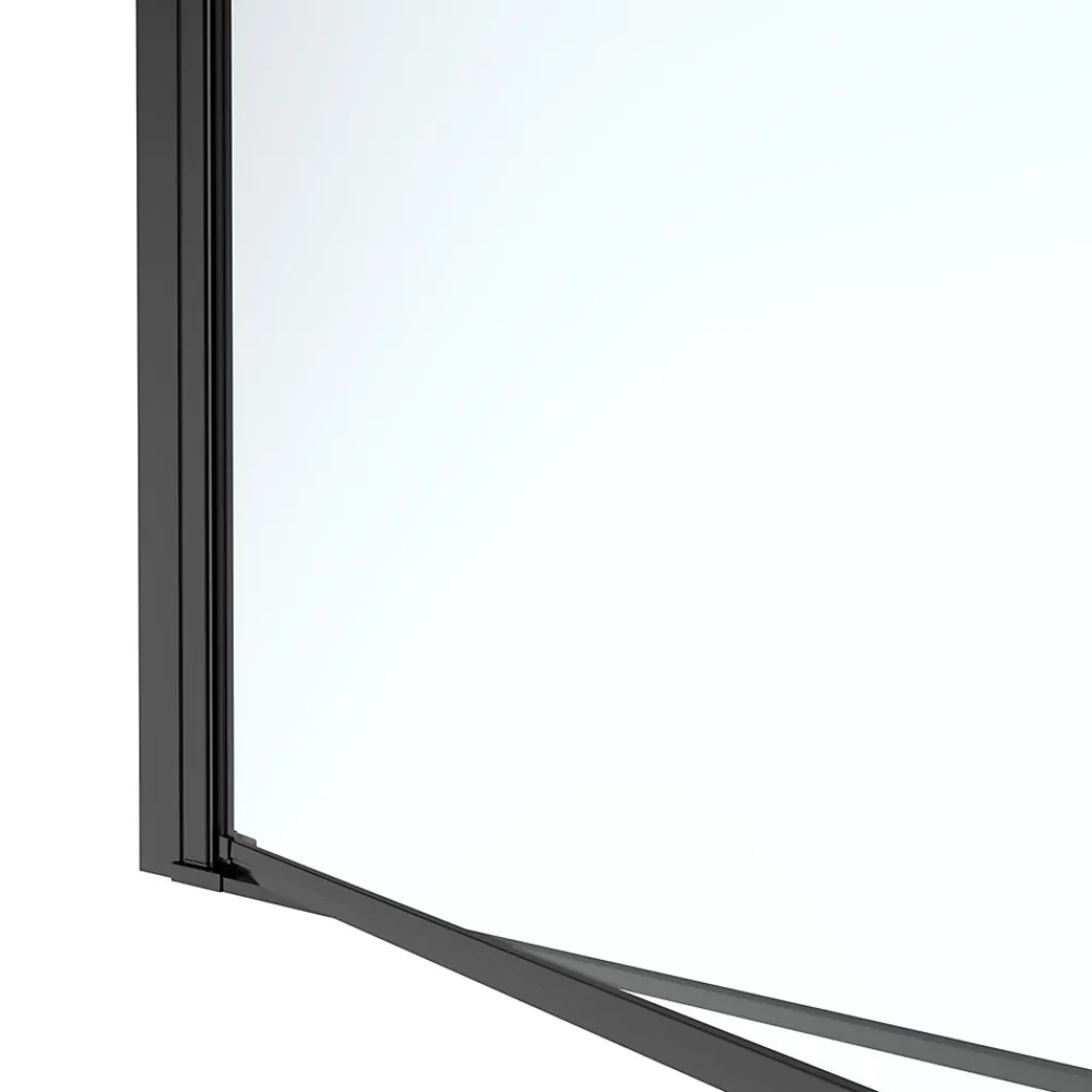 GoodHome Porte de douche pivotante l.80 x H.195 cm, verre transparent, profilés alu noir, Ledava