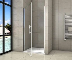 AICA Sanitaire Porte de douche pivotante 90x180cm en 6mm verre anticalcaire porte de douche Hauteur 180cm Installation en niche