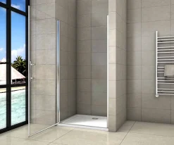 AICA Sanitaire Porte de douche pivotante 90x180cm en 6mm verre anticalcaire porte de douche Hauteur 180cm Installation en niche