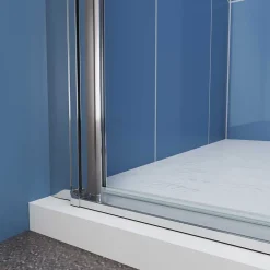 AICA Sanitaire Porte de Douche Pivotante 70x185cm en 6mm verre bande central Dépoli et Anticalcaire - Installation à gauche en niche