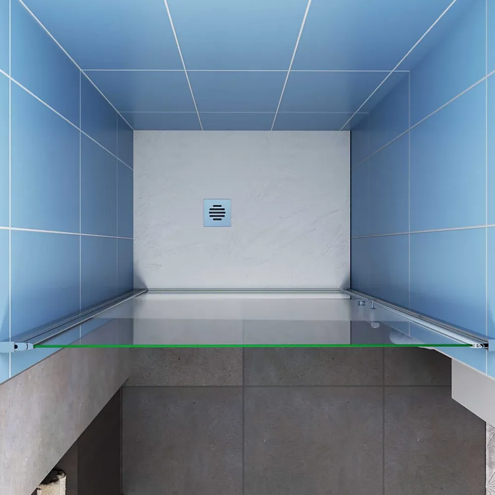 AICA Sanitaire Porte de Douche Pivotante 70x185cm en 6mm verre bande central Dépoli et Anticalcaire - Installation à gauche en niche