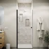 Porte De Douche|Aurlane Porte de Douche pivotante 90x180 cm en Verre Trempe 5 mm - Finition Noire - DARK ELEMENTARY
