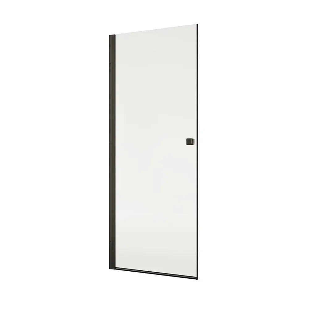 Porte De Douche|Aurlane Porte de Douche pivotante 90x180 cm en Verre Trempe 5 mm - Finition Noire - DARK ELEMENTARY