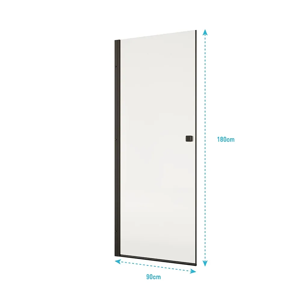Porte De Douche|Aurlane Porte de Douche pivotante 90x180 cm en Verre Trempe 5 mm - Finition Noire - DARK ELEMENTARY