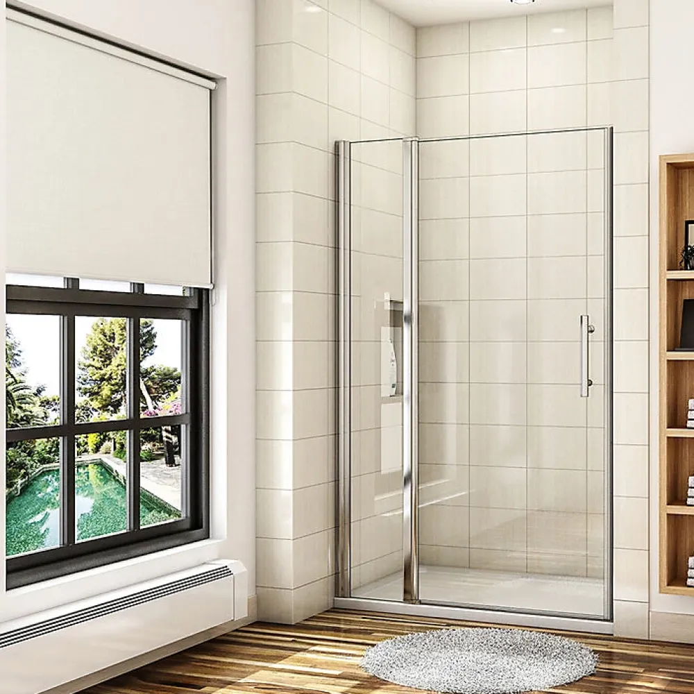 AICA Sanitaire Porte De Douche Pivotante 120x187cm Porte De Douche Avec 1 élément Fixe En 6mm Verre Anticalcaire