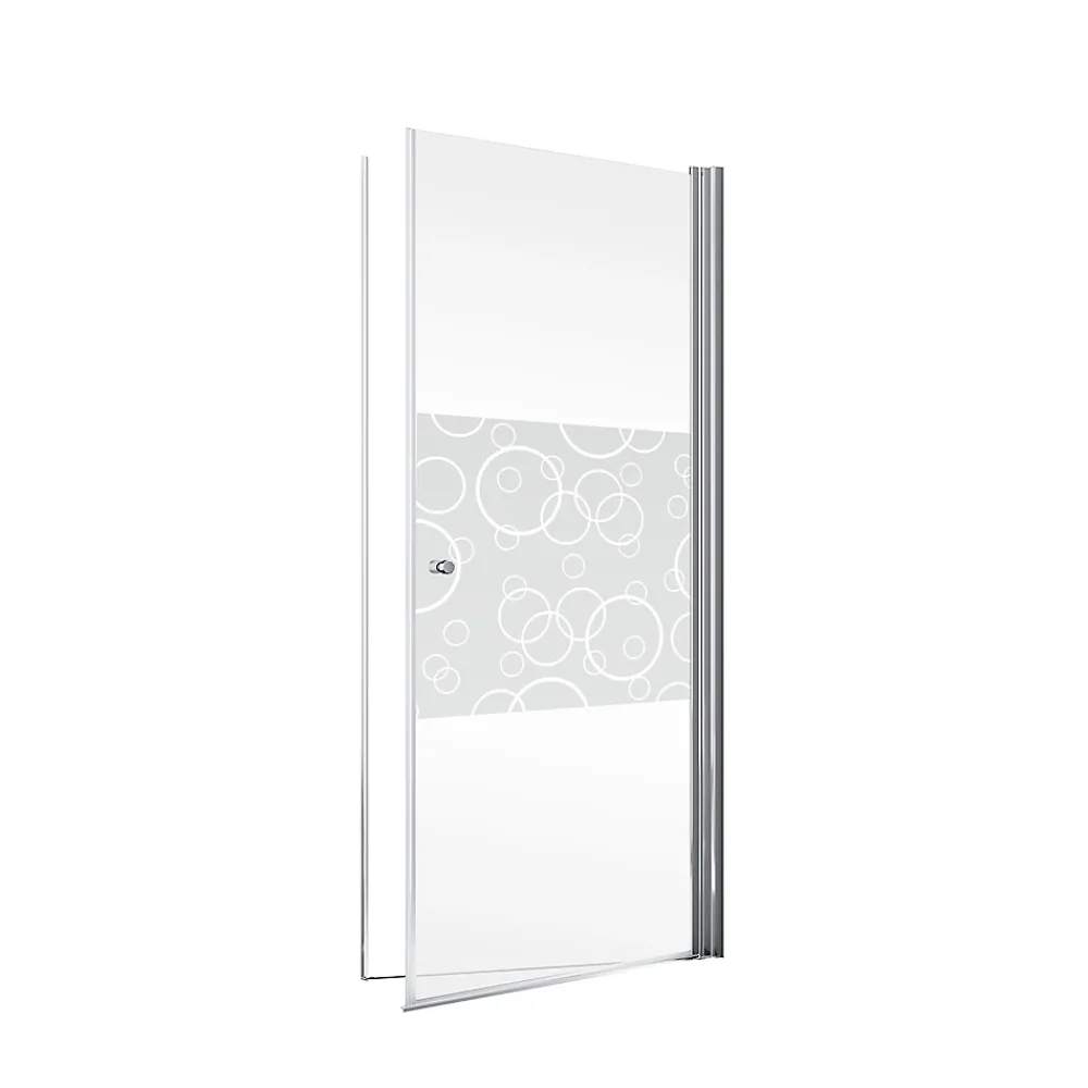 Porte De Douche|Schulte Porte de douche pivotante l.90 x H.192 cm, verre transparent anticalcaire, décor Cercles, profilé chromé, NewStyle