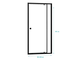 Aurlane Porte de douche Pivotante Noir 70-80x185cm - Extensible de 69 à 80 cm - BLACK SLIDE 70 80