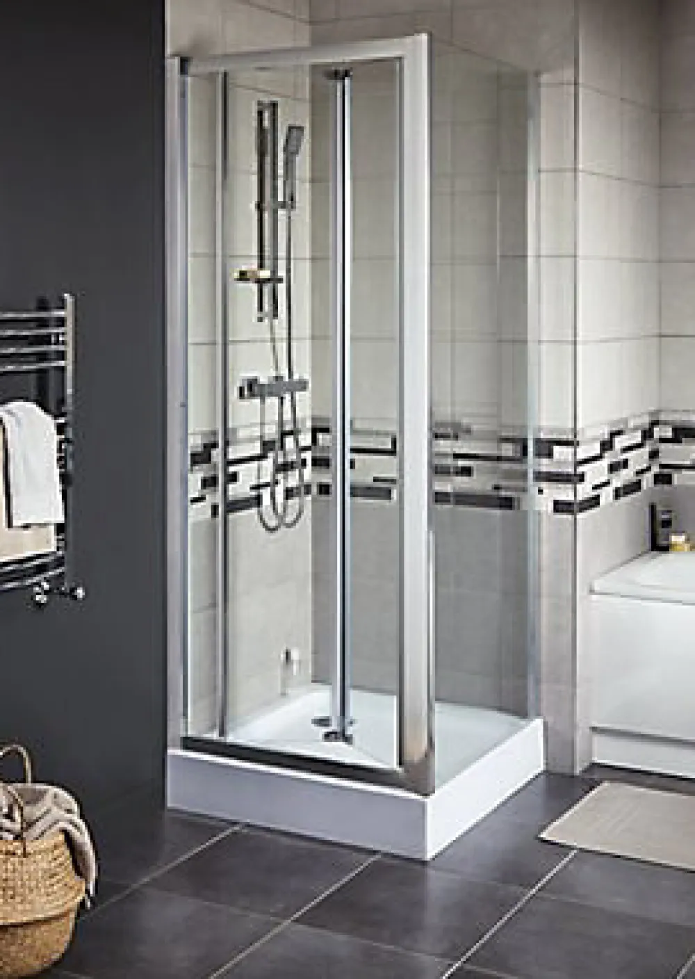 Porte De Douche|Cooke & Lewis Porte de douche pliante Onega transparent 80 cm