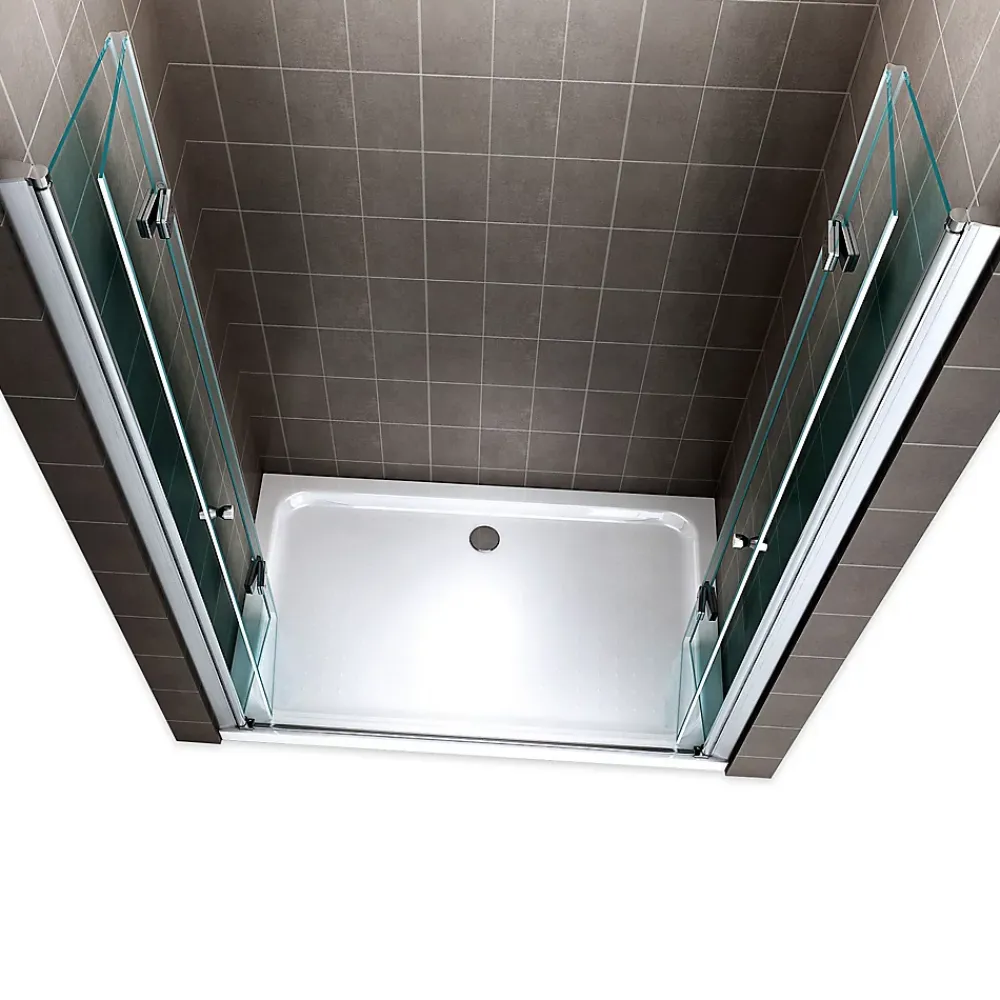 Saniverre Porte de douche pliante EMMY H.195 largeur réglable 112 à 116 cm verre transparent -