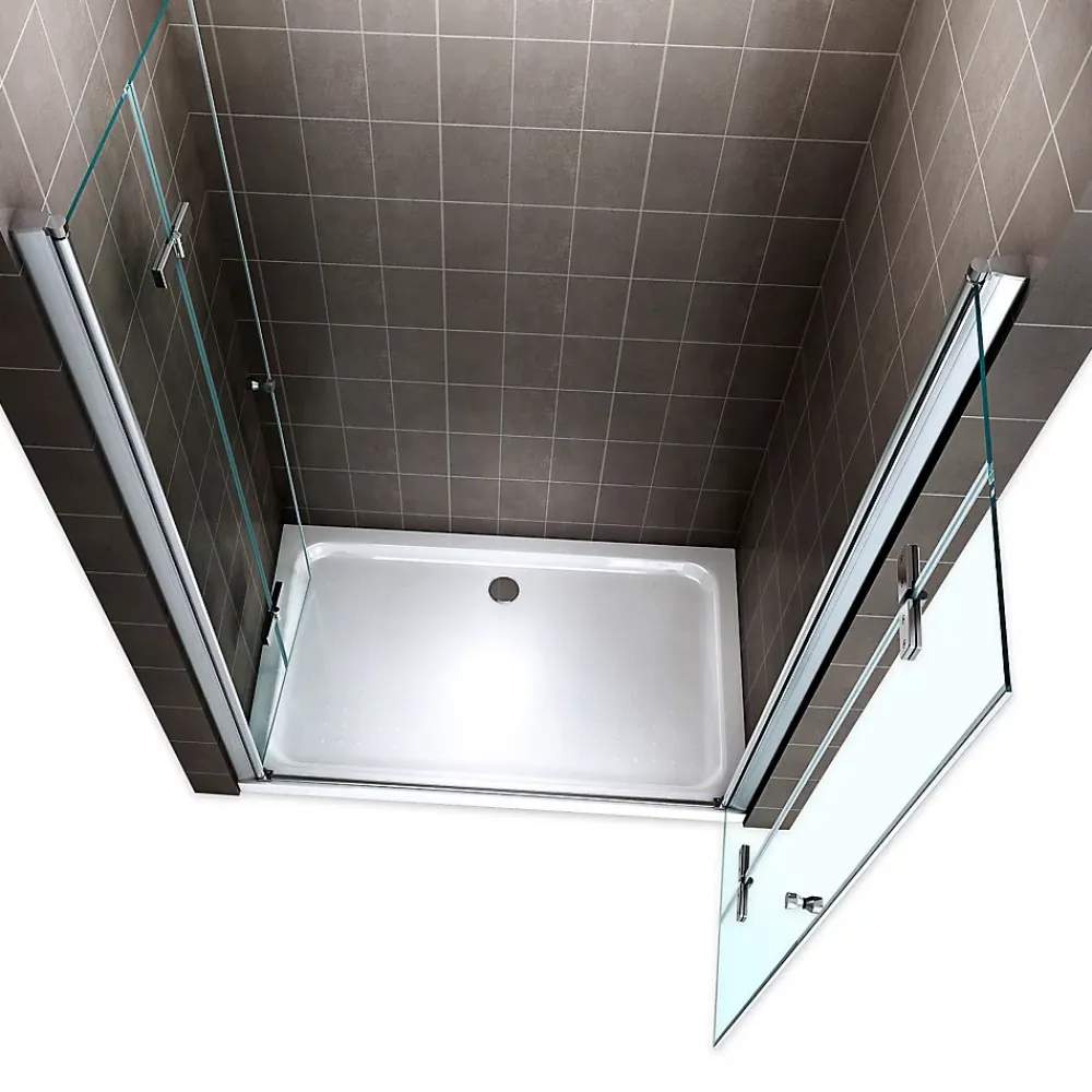 Saniverre Porte de douche pliante EMMY H.195 largeur réglable 112 à 116 cm verre transparent -