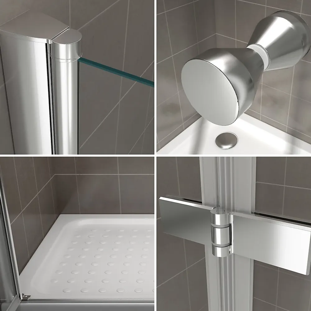 Saniverre Porte de douche pliante EMMY H.195 largeur réglable 112 à 116 cm verre transparent -