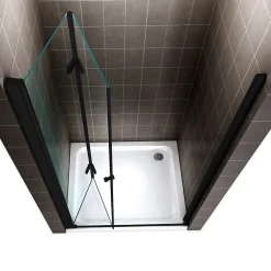 Saniverre Porte de douche pliante MONABLACK H.195 largeur réglable 96 à 100 cm verre transparent -