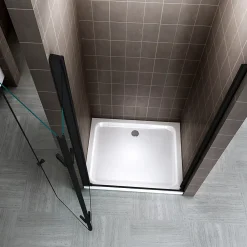 Saniverre Porte de douche pliante MONABLACK H.195 largeur réglable 96 à 100 cm verre transparent -