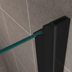 Saniverre Porte de douche pliante MONABLACK H.195 largeur réglable 96 à 100 cm verre transparent -