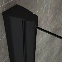 Saniverre Porte de douche pliante MONABLACK H.195 largeur réglable 96 à 100 cm verre transparent -