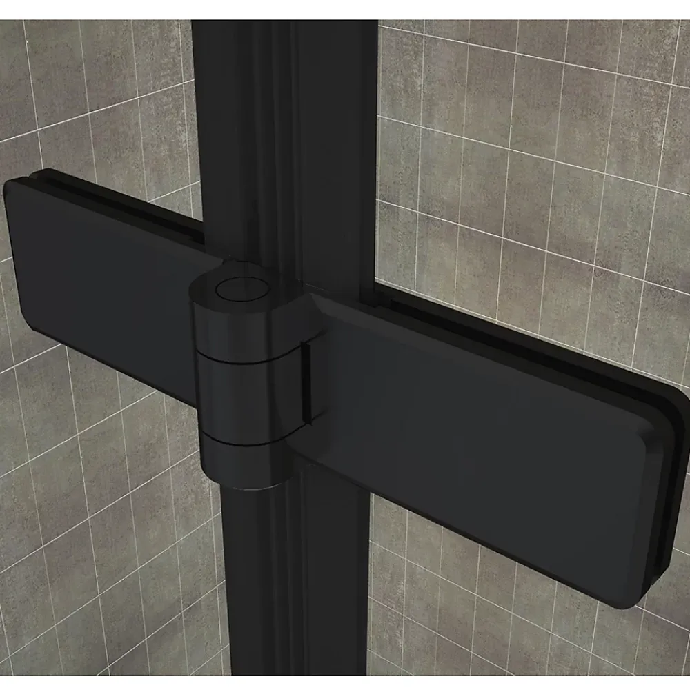 Saniverre Porte de douche pliante MONABLACK H.195 largeur réglable 96 à 100 cm verre transparent -