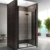 Porte De Douche|Saniverre Porte de douche pliante MONABLACK H.195 largeur réglable 92 à 96 cm verre transparent -