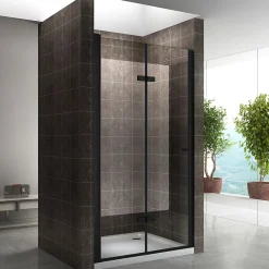 Porte De Douche|Saniverre Porte de douche pliante MONABLACK H.195 largeur réglable 92 à 96 cm verre transparent -